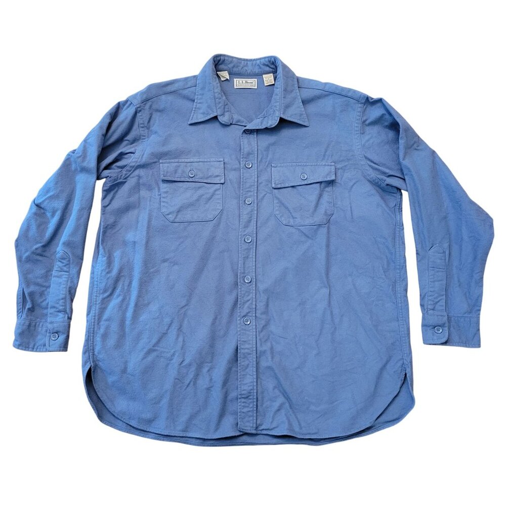 LL Bean 18 Regular Chamois Cloth Shirt Blue Long‎ Sleeve Button Down Cotton USA